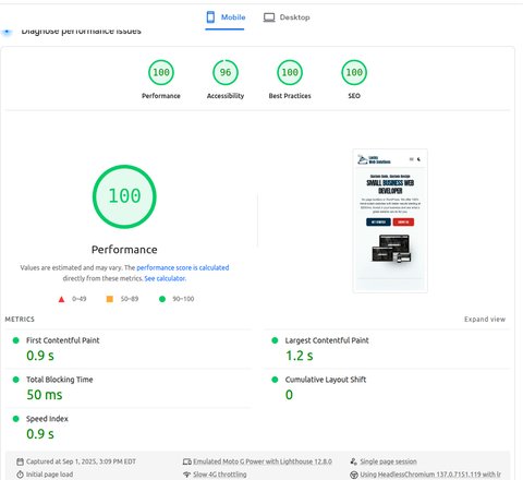a clients websites preformance before